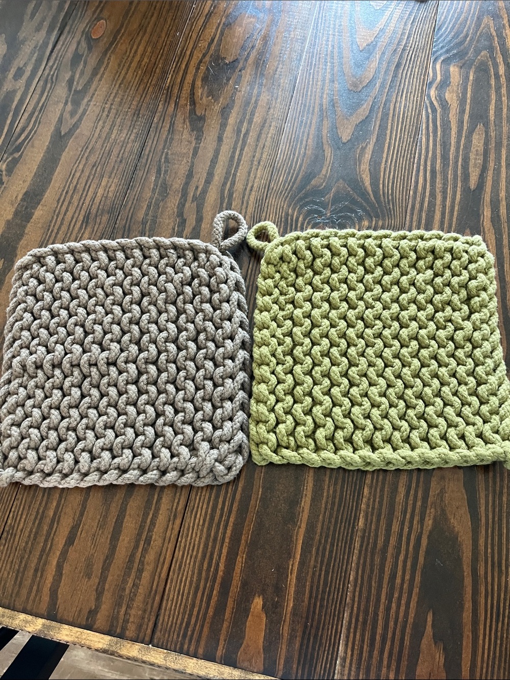 Thick Cotton Potholder Set /trivets- Taupe & Olive
